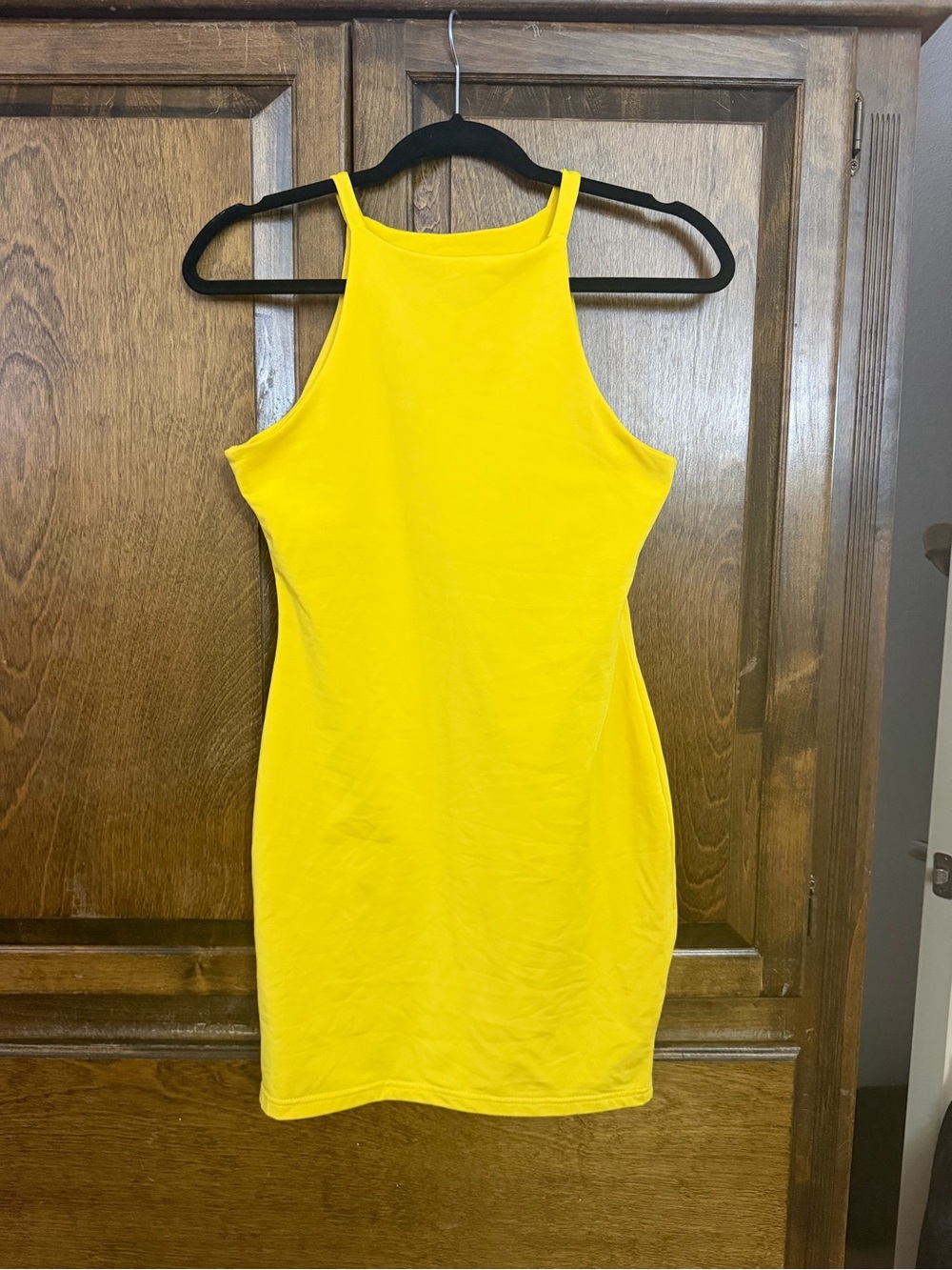 Amazon Bright Yellow Halter Mini Dress